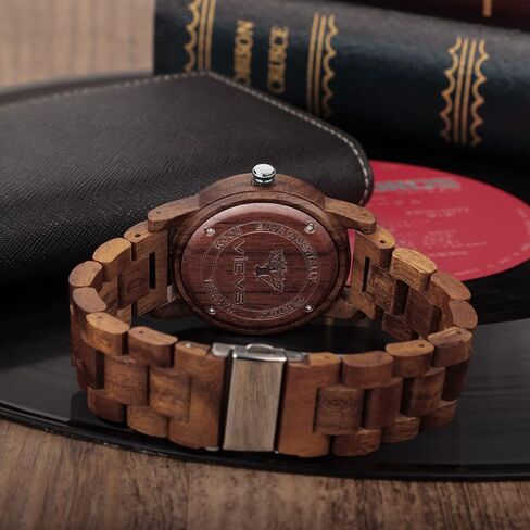 ساعات خشبية للرجال والنساء، كرونوغراف كوارتز ياباني من خشب الجوز/الزيتون الطبيعي، حزام قابل للتعديل، الرياضات العسكرية والترفيهية in Kuwait