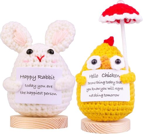 2PCS Funny Positive Life Potato Gifts, Cute Knitted Potato Dolls with Wooden Base and Front Card. Emotional Support Valentine's Day Gifts for Him/Her for Women(A2) in Kuwait