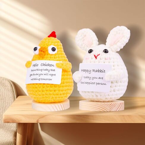 2PCS Funny Positive Life Potato Gifts, Cute Knitted Potato Dolls with Wooden Base and Front Card. Emotional Support Valentine's Day Gifts for Him/Her for Women(A2) in Kuwait