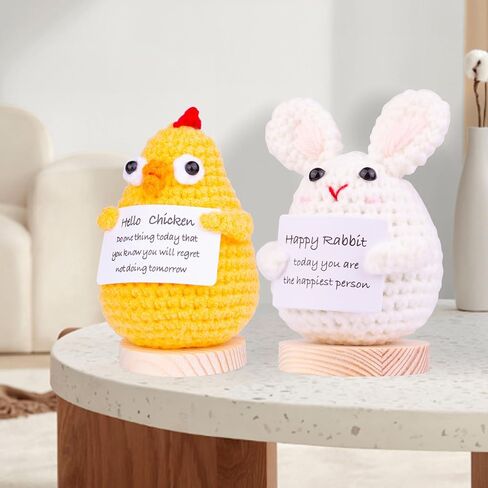 2PCS Funny Positive Life Potato Gifts, Cute Knitted Potato Dolls with Wooden Base and Front Card. Emotional Support Valentine's Day Gifts for Him/Her for Women(A2) in Kuwait