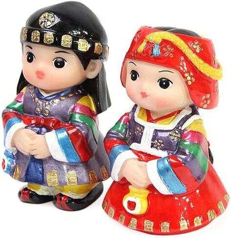 Korean Traditional Folk Decorations Figurine - New Year's Dress 3in Korean Hanbok Handicraft Product Collectible Figurine in Saudi Arabia