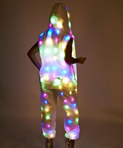 Mens Womens LED Flash Light Jacket Rave Hoodies Vest Couple Carnival Pants Party Xmas Fancy Dress Prefermence Costume in Saudi Arabia
