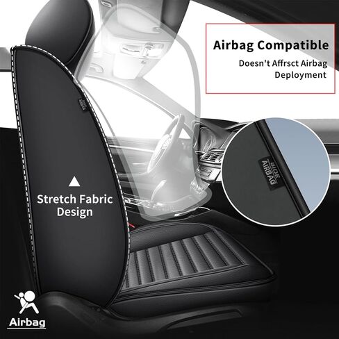 Seat Covers for Honda Civic 2016-2024 2025: Front Faux Leather Seat Covers Car Cushion Protector (2 Front Set, Black) in Kuwait