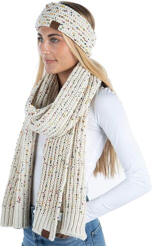Funky Junque Women's Matching Set Cable Knit Fuzzy Lined Headwrap and Infinity Scarf in Saudi Arabia