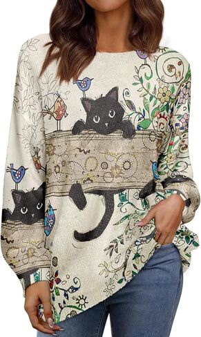Womens Oversized Sweaters Fall 2024 Crewneck Knit Graphic Printed Pullover Sweater Tops Trendy Outfits in Kuwait