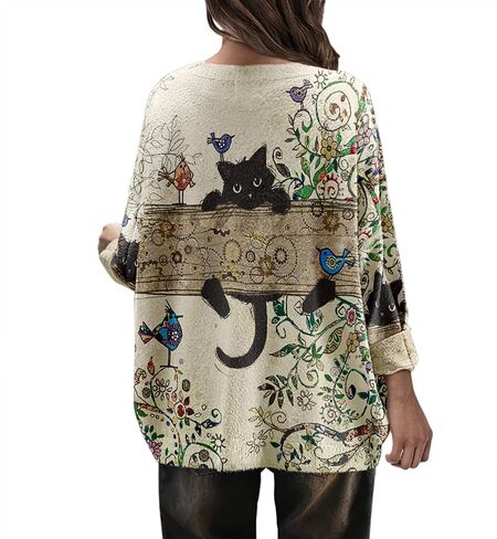 Womens Oversized Sweaters Fall 2024 Crewneck Knit Graphic Printed Pullover Sweater Tops Trendy Outfits in Kuwait