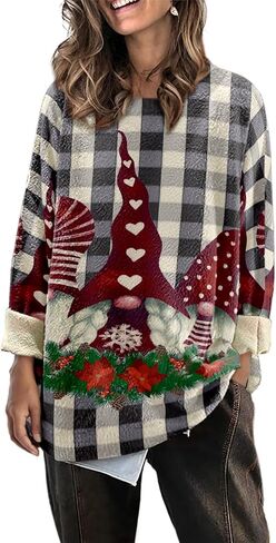 Womens Oversized Sweaters Fall 2024 Crewneck Knit Graphic Printed Pullover Sweater Tops Trendy Outfits in Kuwait