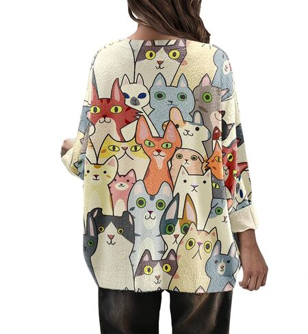 Womens Oversized Sweaters Fall 2024 Crewneck Knit Graphic Printed Pullover Sweater Tops Trendy Outfits in Kuwait