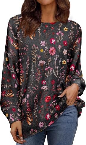 Womens Oversized Sweaters Fall 2024 Crewneck Knit Graphic Printed Pullover Sweater Tops Trendy Outfits in Kuwait