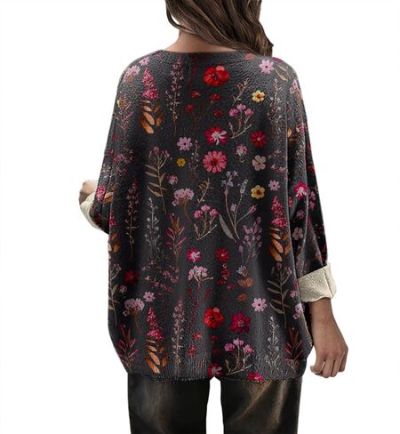 Womens Oversized Sweaters Fall 2024 Crewneck Knit Graphic Printed Pullover Sweater Tops Trendy Outfits in Kuwait