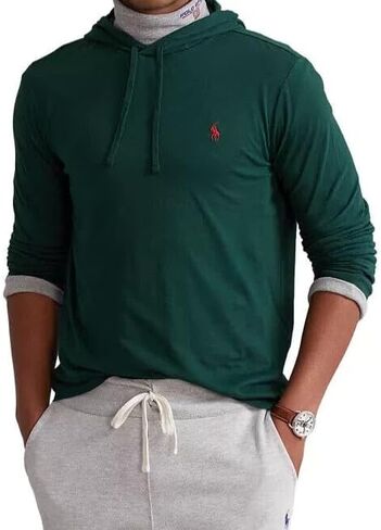 تي شيرت بغطاء للرأس من بولو رالف لورين (أخضر/عنابي، مقاس XX-Large) in Kuwait