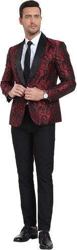 Men's Floral Embroidered Tuxedo Suit Jacket Luxury Paisley Wedding Blazer Dinner Suit for Men with Free Bowtie in Saudi Arabia
