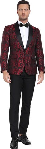 Men's Floral Embroidered Tuxedo Suit Jacket Luxury Paisley Wedding Blazer Dinner Suit for Men with Free Bowtie in Saudi Arabia