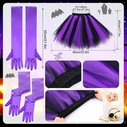 Halloween Long Women 20s Satin Gloves Tutu Dance Half Slip Skirt Crown Costume Head Piece Gold Trident Costume Set in Kuwait