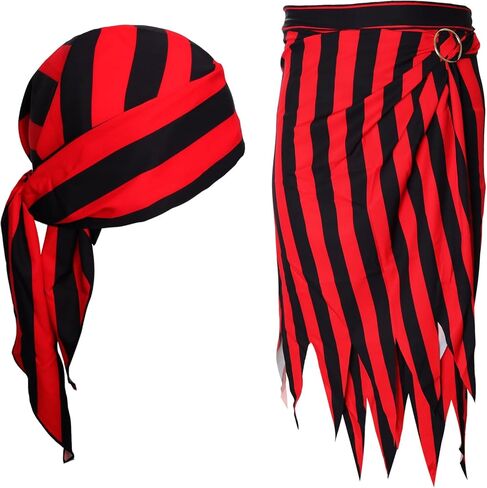 Women Pirate Costume Pirate Skirt Dress Pirate Head Scarf Bandana Halloween Pirate Costume Accessories for Women Men in Saudi Arabia