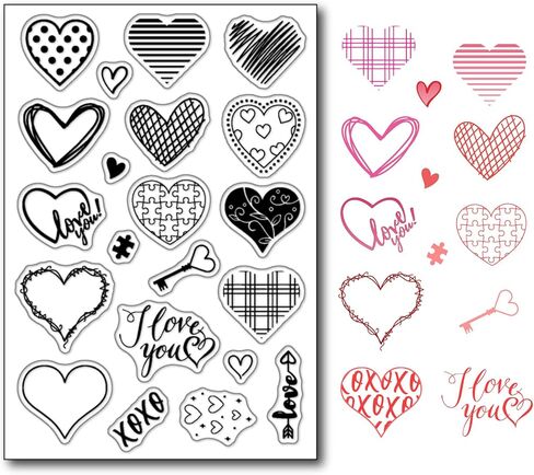 Different Type of Hearts Clear Stamps for Card Making or Journaling Valentine's Day Transparent Silicone Stamps for Patrick's Day Gift Tags Scrapbooking and Other Paper Crafts Decoration in Saudi Arabia