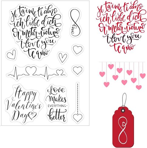 Different Type of Hearts Clear Stamps for Card Making or Journaling Valentine's Day Transparent Silicone Stamps for Patrick's Day Gift Tags Scrapbooking and Other Paper Crafts Decoration in Saudi Arabia