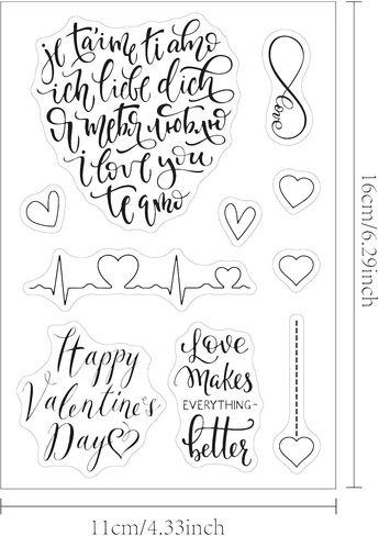 Different Type of Hearts Clear Stamps for Card Making or Journaling Valentine's Day Transparent Silicone Stamps for Patrick's Day Gift Tags Scrapbooking and Other Paper Crafts Decoration in Saudi Arabia