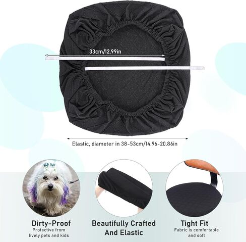 KALIONE Office Chair Cover Desk Chair Seat Cover, Elastic Stretch Chair Slipcovers Dining Room Desk Seat Cover, Removable Chair Seat Cushion Protector Slipcovers Kitchen Chair Protective(Black) in Saudi Arabia