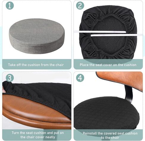 KALIONE Office Chair Cover Desk Chair Seat Cover, Elastic Stretch Chair Slipcovers Dining Room Desk Seat Cover, Removable Chair Seat Cushion Protector Slipcovers Kitchen Chair Protective(Black) in Saudi Arabia