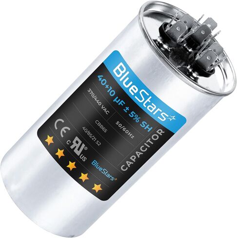 BlueStars 40+5 MFD uf 370 or 440 Volt VAC Round Dual Run Capacitor - Compatible for Air Conditioner or Heat Pump Condenser in Saudi Arabia