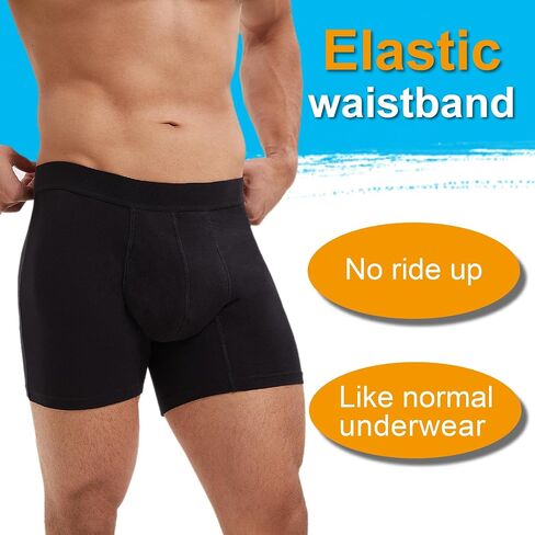 Mens Leakproof Underwear Washable Adult Bladder Protection Incontinence Absorbent Briefs Boxer Shorts Elastic Waistband 60 ML Absorbency (Black XXL) in Saudi Arabia