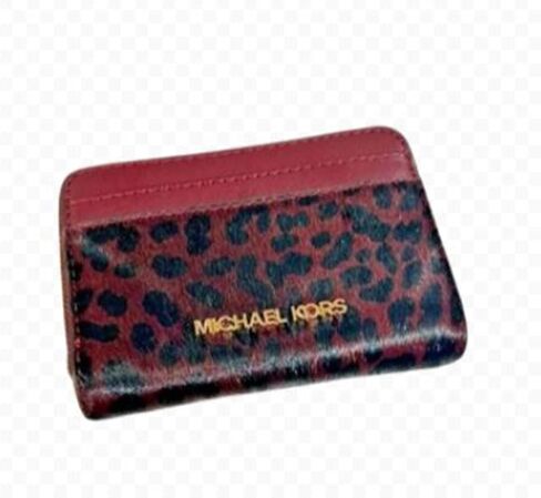 Michael Kors Jet Set Travel Signature Medium Zip Around Card Case Wallet (Oxblood) in Saudi Arabia