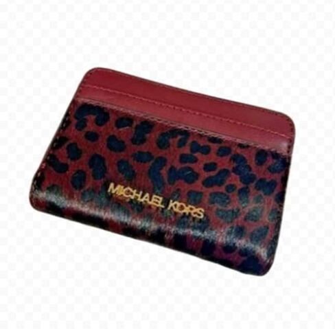 Michael Kors Jet Set Travel Signature Medium Zip Around Card Case Wallet (Oxblood) in Saudi Arabia