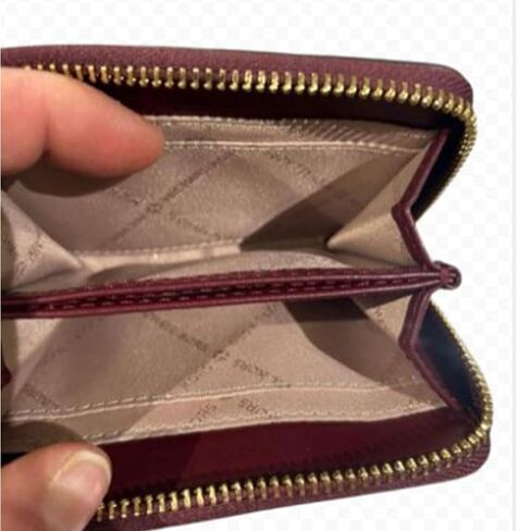 Michael Kors Jet Set Travel Signature Medium Zip Around Card Case Wallet (Oxblood) in Saudi Arabia