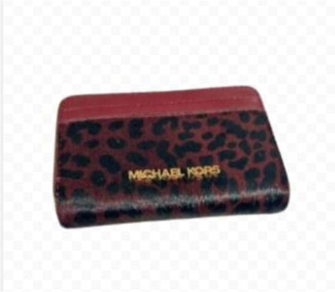 Michael Kors Jet Set Travel Signature Medium Zip Around Card Case Wallet (Oxblood) in Saudi Arabia