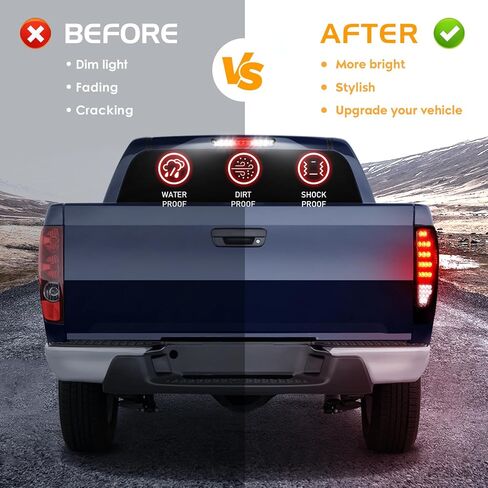 ضوء الذيل + طقم ضوء الفرامل الثالث مناسب لسيارة Chevy Colorado/GMC Canyon 2004-2012، مصباح إيقاف الضوء الخلفي للفرامل، عدسة دخان in Kuwait
