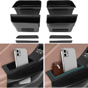 4PCS Door Grab Tray Door Organizer for Ford Explorer 2020 2021 2022 2023 2024 2025 Front and Rear Accessories Phone Holder Container Handle Pocket Storage Box ABS Plastic, Black Mat