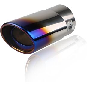 1 Pcs Car Exhaust Tip, Car Stainless Steel 5.5 Inche Tailpipe, Stainless Steel Exhaust Pipe, Bolt-On Chrome Finish Exhaust Tailpipe, Blue/Straight Exhaust Tips, Fits Most Vehicle Exhaust Pipes