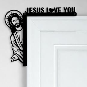 Blulu Creative Door Corner Decor 7.9 x 8.5 Inch I Saw That Door Frame Metal Easter Door Sitter Bless This Home Window Decor for Home Door Cabinet Frame Corner Decoration Supplies