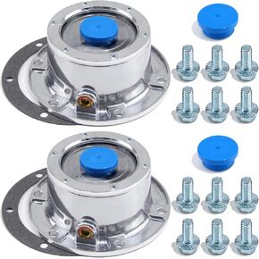 4Set 343-4009 Trailer Hub Caps, 3434009 6 Holes Aluminum Hub Cap for Trailer Axle, with 24Pcs Bolts, Side Pipe Plug, Gasket & Extra 4Pcs Blue Rubber Plugs, TR3434009 Semi Truck Hubcaps