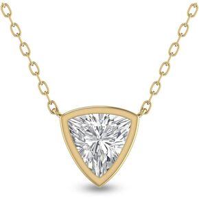 Lab Grown Trillion Shaped Bezel Set Diamond Solitaire Pendant Available in 14K White Gold And Yellow Gold (1/2 Carat - 1 Carat)
