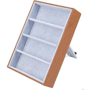NBEADS 4 Slot Sunglasses Organizer Display, 86.61x7.17x9.84 Inch Rectangle Covered with Velvet Glasses Organizer Case Sunglasses Display Holder Sunglasses Display Box for Sunglasses Storage, Camel