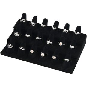 Bocar Black Velvet Finger Ring Display Showcase Organizer Holder Jewelry Storage Counter (18JZZ)