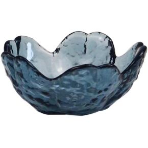 Small Glass Jewelry Dish, Decorative Crystal Tray for Vanity Flower Ring Bowl for Jewelry, Trinket, Blue