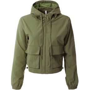 MixMatchy Women's Lightweight Cropped Jackets Yoga Quick Dry Windbreaker Zipper Jackets Workout Running Hoodie Jackets