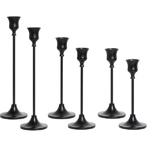 6pcs Candelabra Candle Holders, Black Candle Holders Set, Candle Stick Candle Holders for Taper Candles, Candlesticks, Table Centerpiece, Home Decor