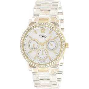 Accutime XOXO Women's XO5527 Clear Bracelet with Rhinestones on Gold Case Watch