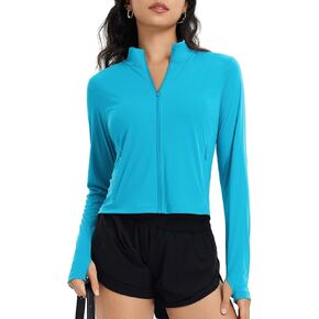 BALEAF Women's UPF 50+ Sun Protection Jacket SPF Shirts UV Long Sleeve Crop Full Zip Clothing Lightweight for Outdoor