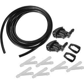 Windshield Washer Nozzle for Pontiac G6 Durable No.55079049AA Windscreen Washer Sprayer Nozzle Black Front with Hose and Connectors 1 Set Item Replacement