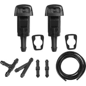4805742AB 2Pcs Windshield Washer Nozzles Wiper Spray Set w/2 Metres Hose&Connectors Compatible with Chrysler D-odge RAM