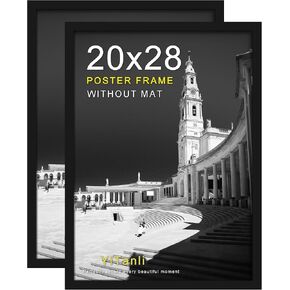 24x36 Poster Frame, Black Poster Frames 24 x 36 inches for Posters and Art Prints, Horizontal or Vertical Wall Mounting, 2 Pack.