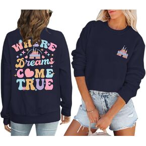 Magic Kingdom Sweatshirt for Women Magical Castle Graphic Shirt Family Vacation Oversized Long Sleeve Pullover Tops