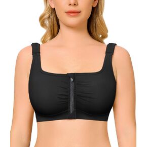 BRABIC Wireless Zip Front Closure Bras for Women No Underwire Full Coverage Comfort Everyday Post Surgery Compression Bra