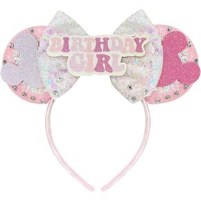 Trnerm Birthday Mouse Ears Headband, Sequin Bows, Halloween & Christmas Party Decorations, Costume Headwear
