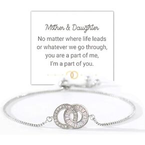Mother & Daughter Linking Circles Bracelet, Adjustable Custom Interlocking Circle Mother Daughter Bracelets Gifts for Christmas